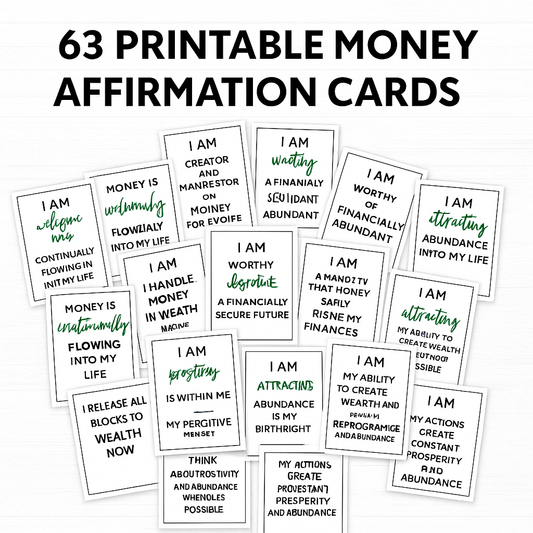 63 Printable Money Affirmation Cards (digital download)